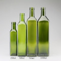 Square Shape Dark Green Color Glass Oil Bottle